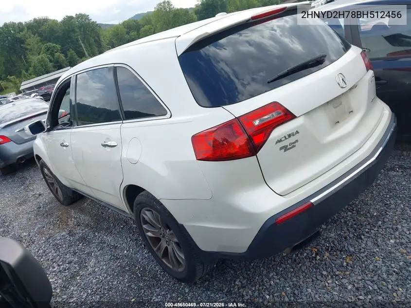 2011 Acura Mdx Advance Package VIN: 2HNYD2H78BH512456 Lot: 45650469