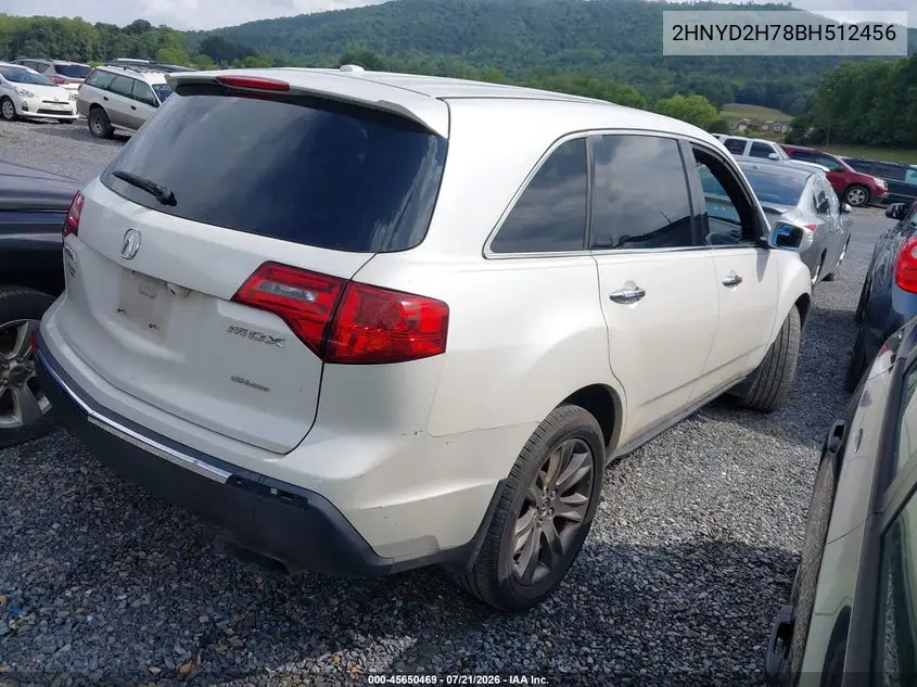 2011 Acura Mdx Advance Package VIN: 2HNYD2H78BH512456 Lot: 45650469