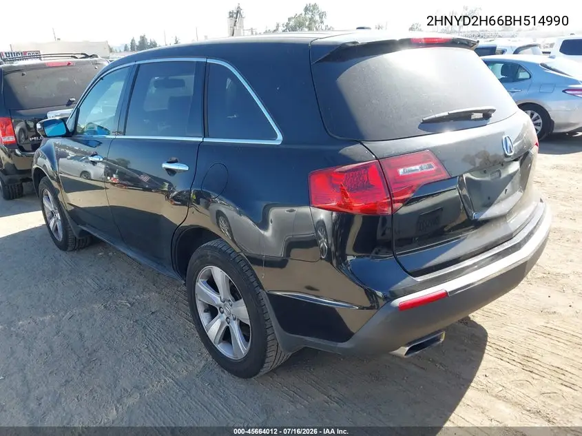 2011 Acura Mdx Technology Package VIN: 2HNYD2H66BH514990 Lot: 45664012