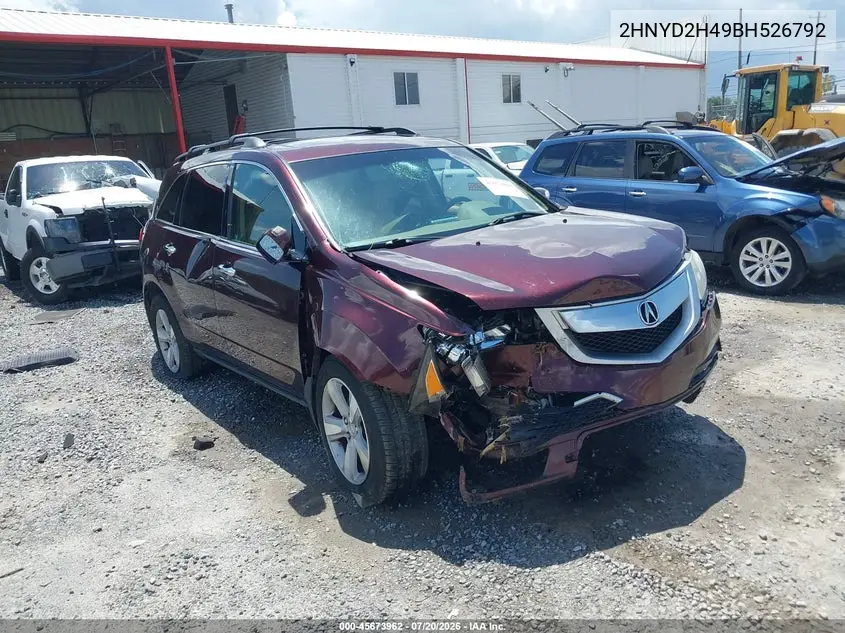 2011 Acura Mdx Technology Package VIN: 2HNYD2H49BH526792 Lot: 45673962