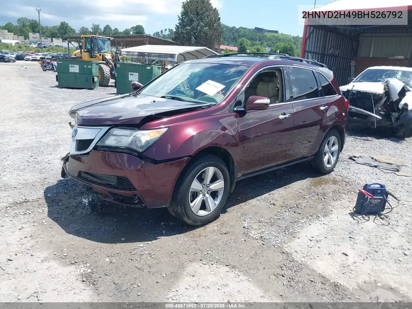 2011 Acura Mdx Technology Package VIN: 2HNYD2H49BH526792 Lot: 45673962