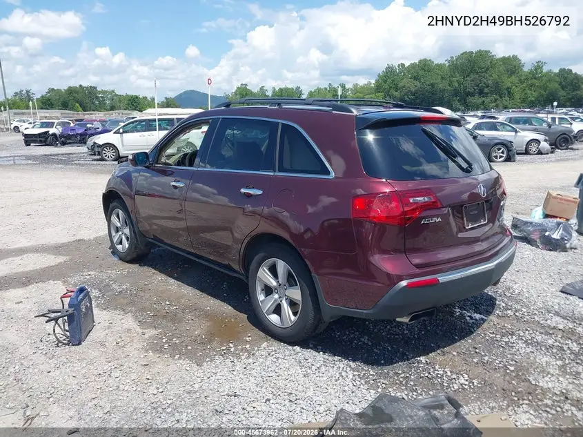 2011 Acura Mdx Technology Package VIN: 2HNYD2H49BH526792 Lot: 45673962