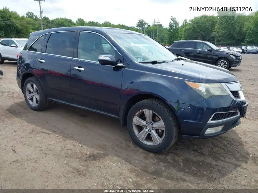 2011 Acura Mdx Technology Package VIN: 2HNYD2H64BH531206 Lot: 45681520