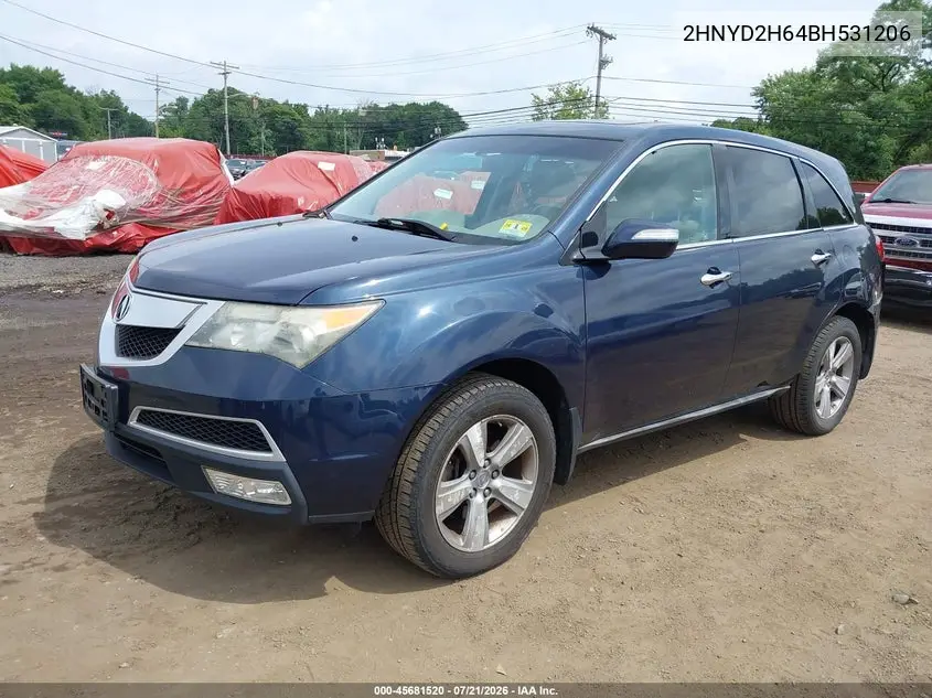 2011 Acura Mdx Technology Package VIN: 2HNYD2H64BH531206 Lot: 45681520