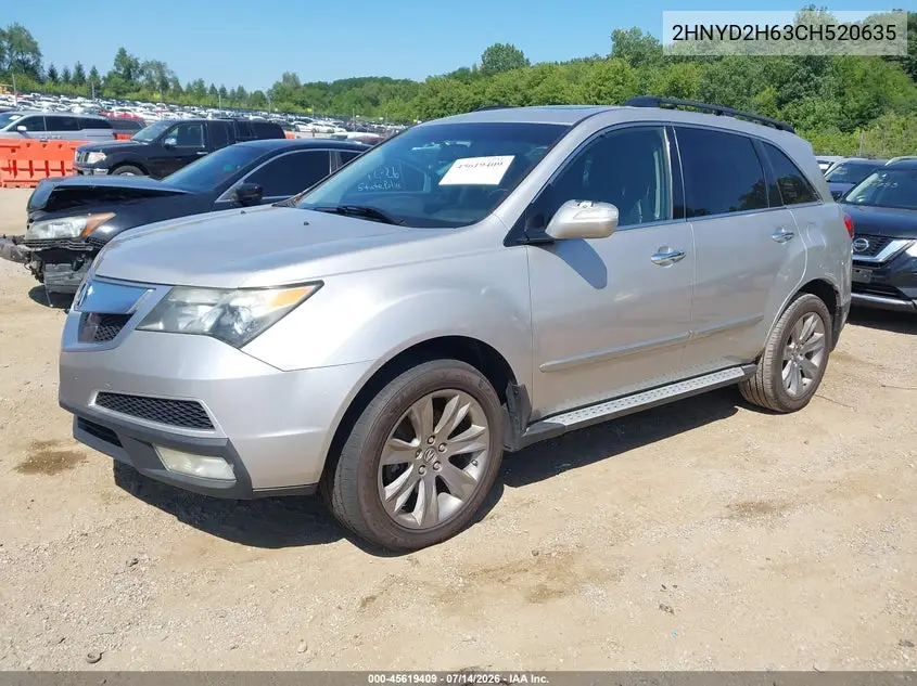 2012 Acura Mdx Advance Package VIN: 2HNYD2H63CH520635 Lot: 45619409