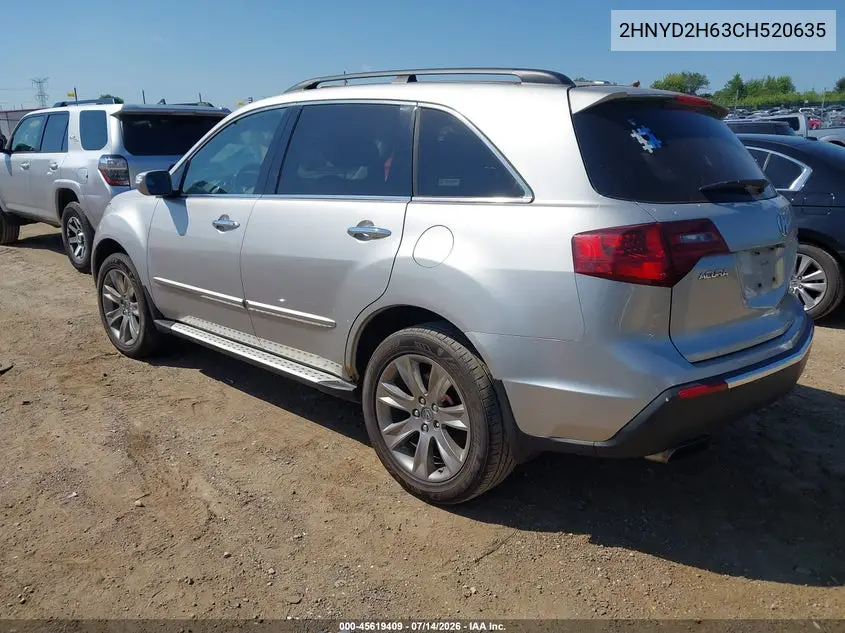 2012 Acura Mdx Advance Package VIN: 2HNYD2H63CH520635 Lot: 45619409