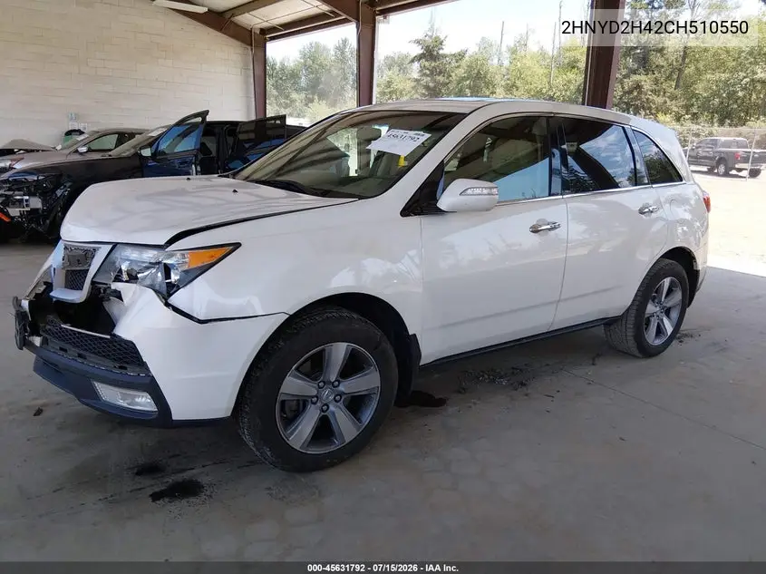 2012 Acura Mdx Technology Package VIN: 2HNYD2H42CH510550 Lot: 45631792
