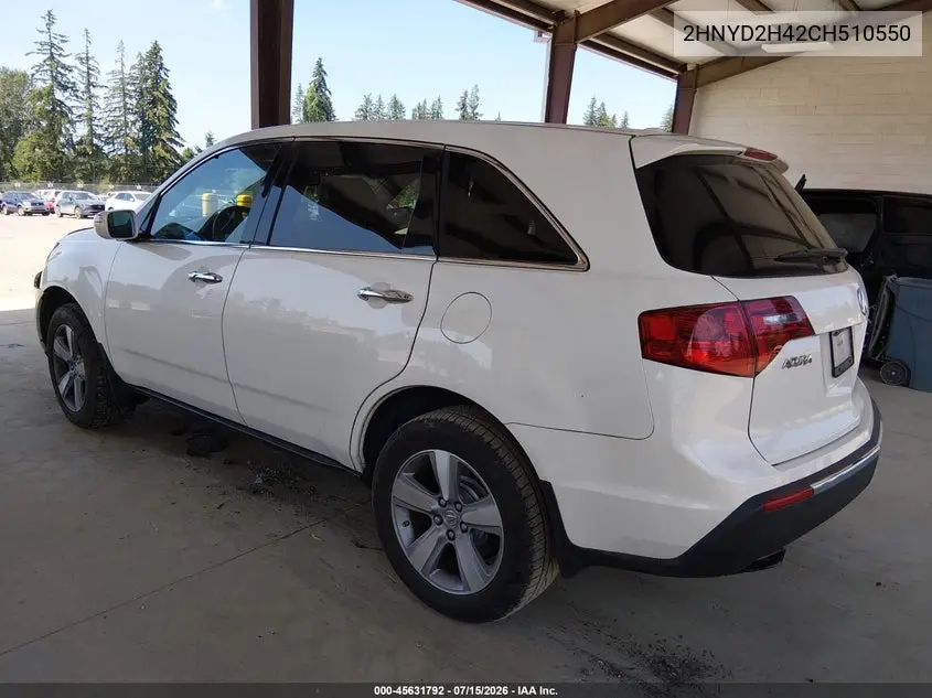 2012 Acura Mdx Technology Package VIN: 2HNYD2H42CH510550 Lot: 45631792