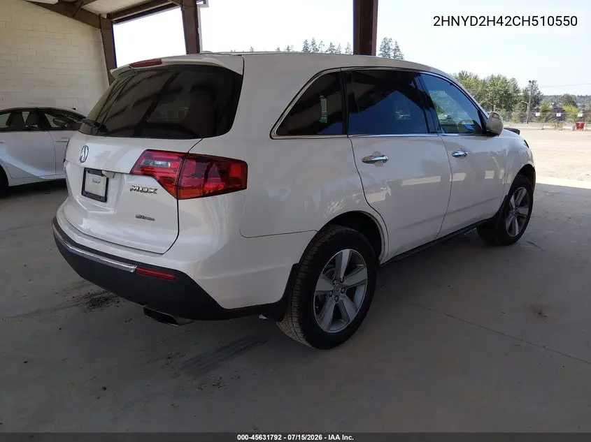 2012 Acura Mdx Technology Package VIN: 2HNYD2H42CH510550 Lot: 45631792