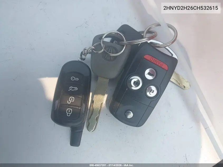 2012 Acura Mdx VIN: 2HNYD2H26CH532615 Lot: 45637201