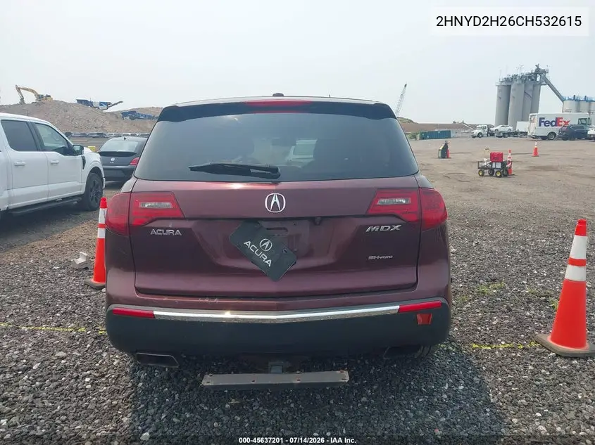 2012 Acura Mdx VIN: 2HNYD2H26CH532615 Lot: 45637201