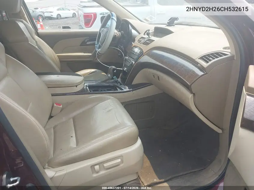 2012 Acura Mdx VIN: 2HNYD2H26CH532615 Lot: 45637201