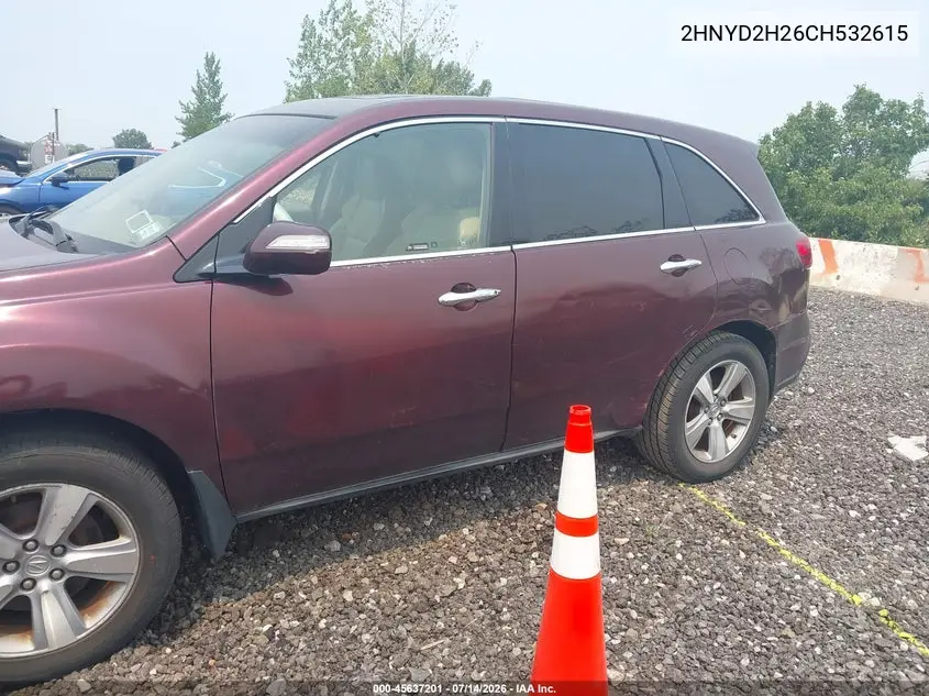 2012 Acura Mdx VIN: 2HNYD2H26CH532615 Lot: 45637201