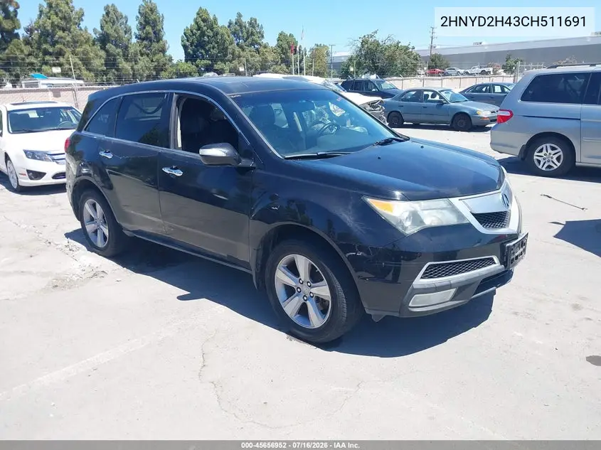 2012 Acura Mdx Technology Package VIN: 2HNYD2H43CH511691 Lot: 45656952