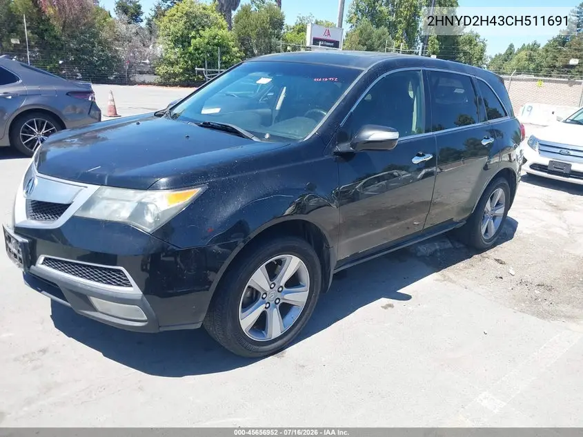 2012 Acura Mdx Technology Package VIN: 2HNYD2H43CH511691 Lot: 45656952
