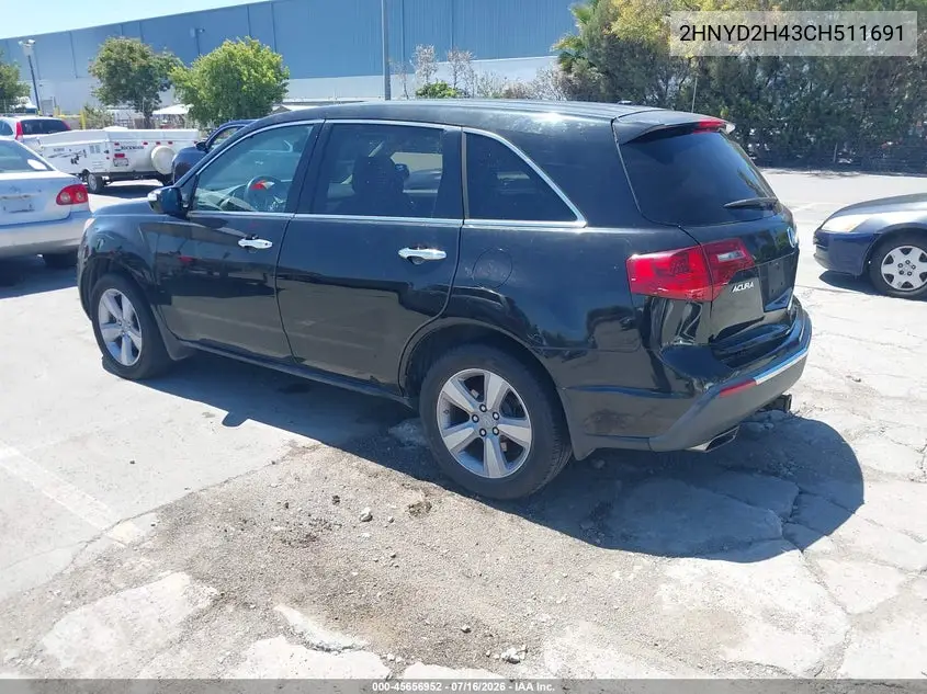 2012 Acura Mdx Technology Package VIN: 2HNYD2H43CH511691 Lot: 45656952