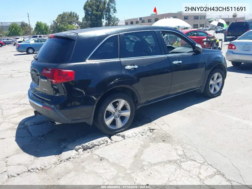 2012 Acura Mdx Technology Package VIN: 2HNYD2H43CH511691 Lot: 45656952