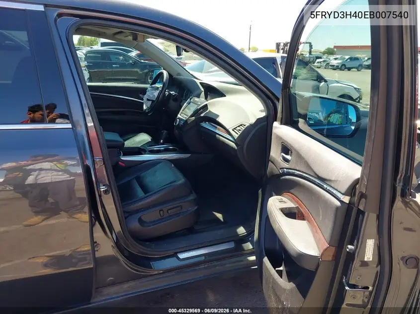 2014 Acura Mdx Technology Package VIN: 5FRYD3H40EB007540 Lot: 45329569