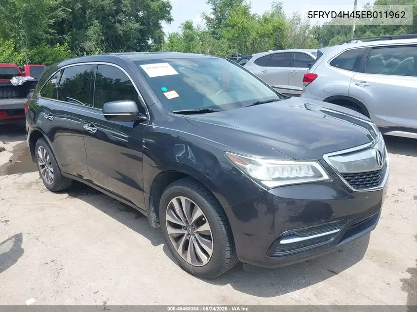2014 Acura Mdx Technology Package VIN: 5FRYD4H45EB011962 Lot: 45465364