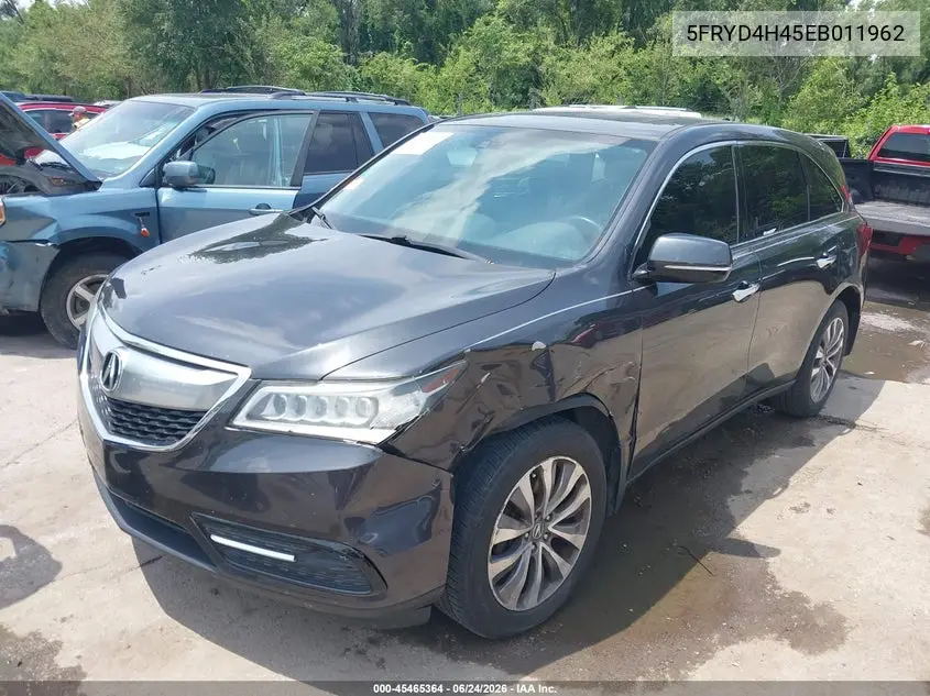 2014 Acura Mdx Technology Package VIN: 5FRYD4H45EB011962 Lot: 45465364