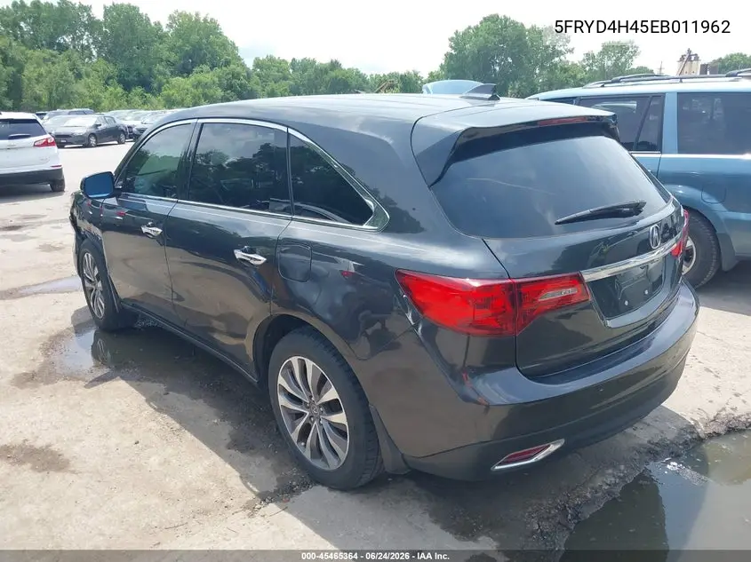 2014 Acura Mdx Technology Package VIN: 5FRYD4H45EB011962 Lot: 45465364