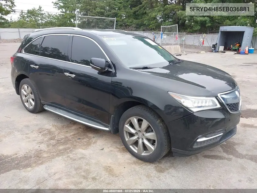 2014 Acura Mdx Advance Pkg W/Entertainment Pkg VIN: 5FRYD4H85EB036881 Lot: 45501685