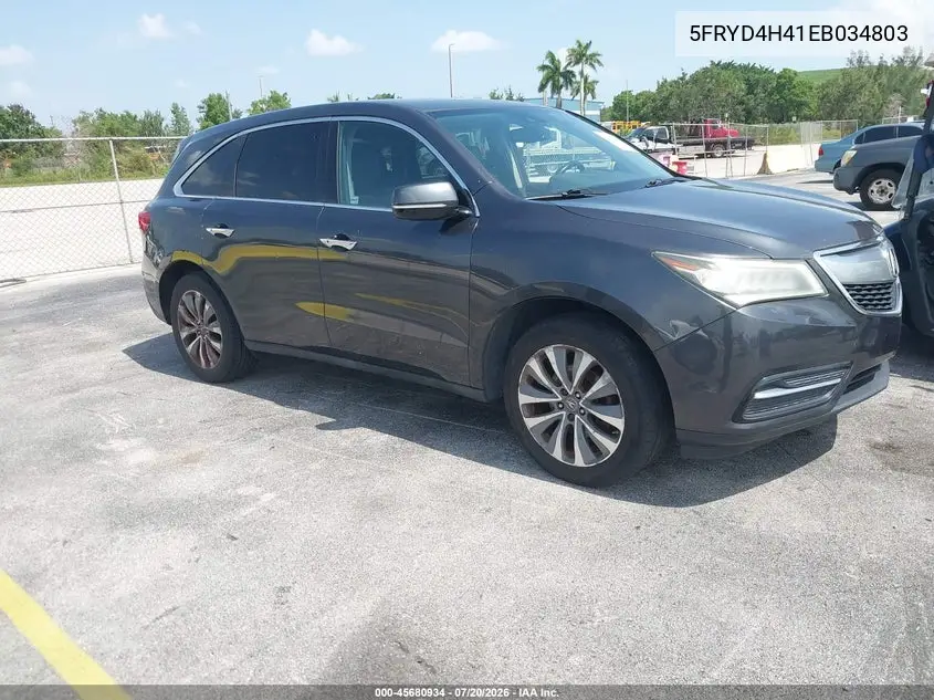 2014 Acura Mdx Technology Package VIN: 5FRYD4H41EB034803 Lot: 45680934
