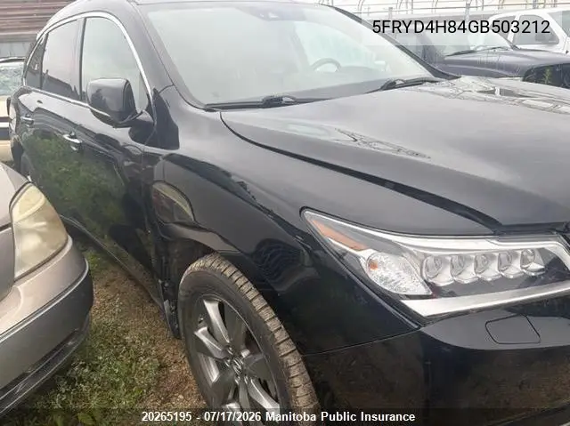 2016 Acura Mdx VIN: 5FRYD4H84GB503212 Lot: 20265195