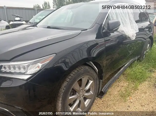 2016 Acura Mdx VIN: 5FRYD4H84GB503212 Lot: 20265195