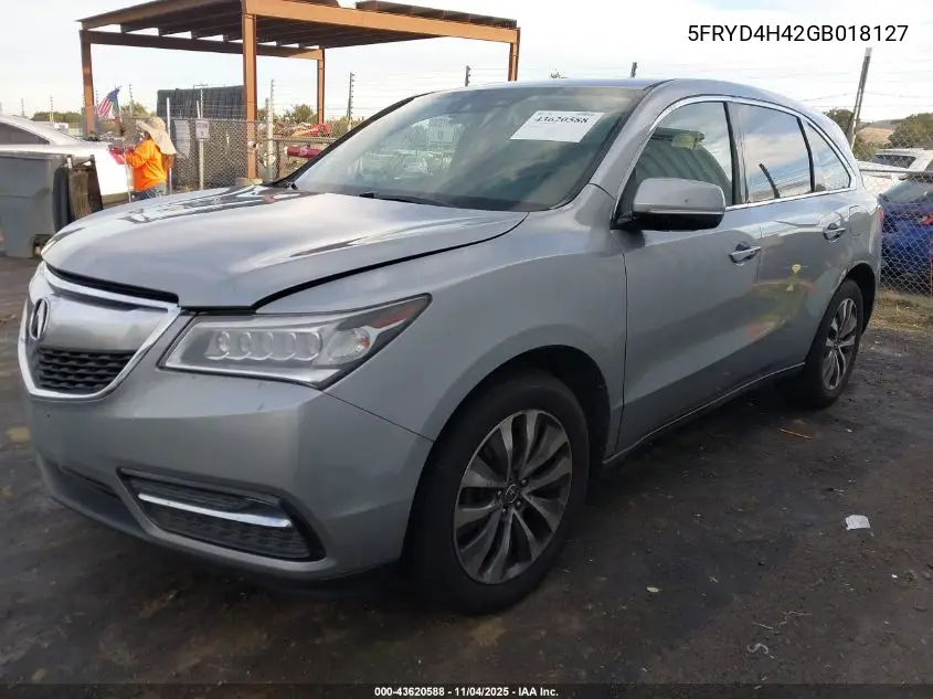 5FRYD4H42GB018127 2016 Acura Mdx Technology Acurawatch Plus Packages/Technology Package