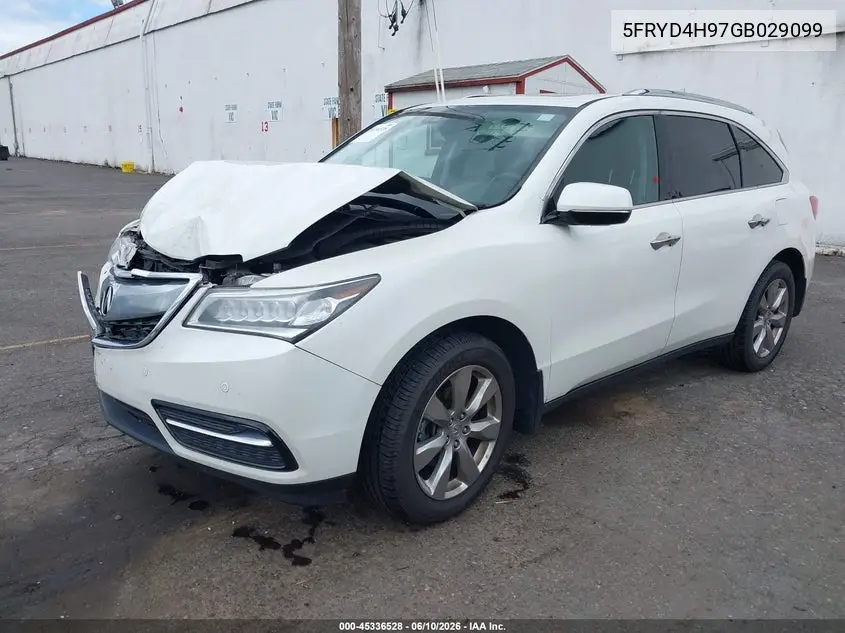 2016 Acura Mdx Advance Entertainment Packages/Advance Package VIN: 5FRYD4H97GB029099 Lot: 45336528