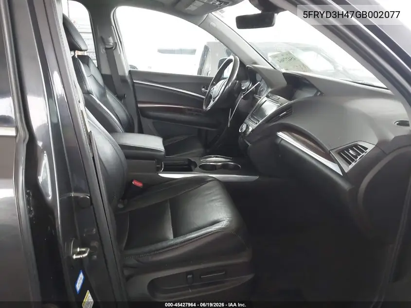 2016 Acura Mdx Technology Acurawatch Plus Packages/Technology Package VIN: 5FRYD3H47GB002077 Lot: 45427964
