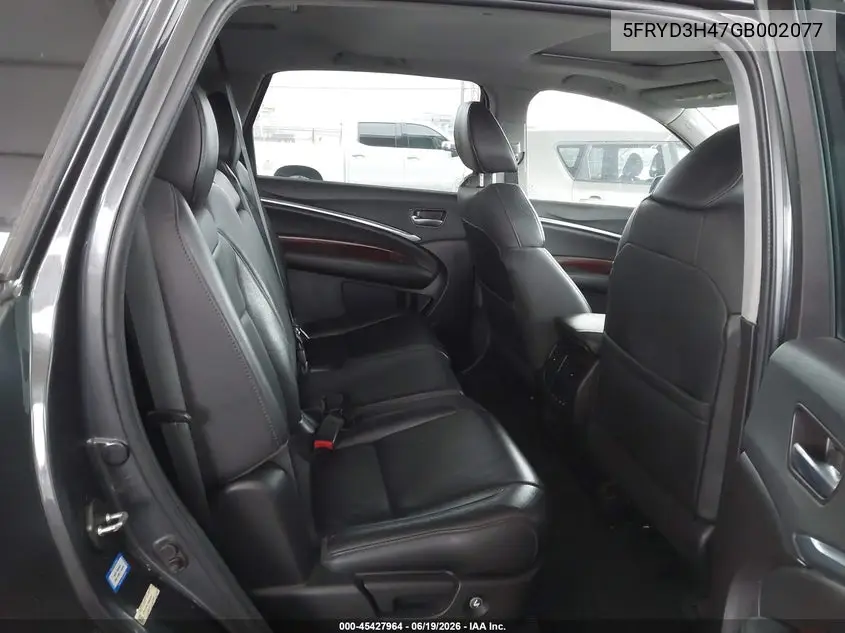 2016 Acura Mdx Technology Acurawatch Plus Packages/Technology Package VIN: 5FRYD3H47GB002077 Lot: 45427964