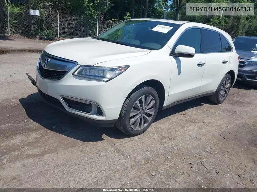 2016 Acura Mdx Technology Acurawatch Plus Packages/Technology Package VIN: 5FRYD4H45GB046813 Lot: 45546752