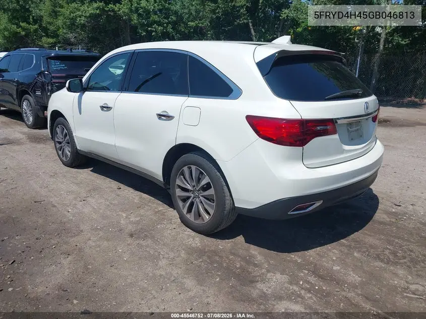 2016 Acura Mdx Technology Acurawatch Plus Packages/Technology Package VIN: 5FRYD4H45GB046813 Lot: 45546752