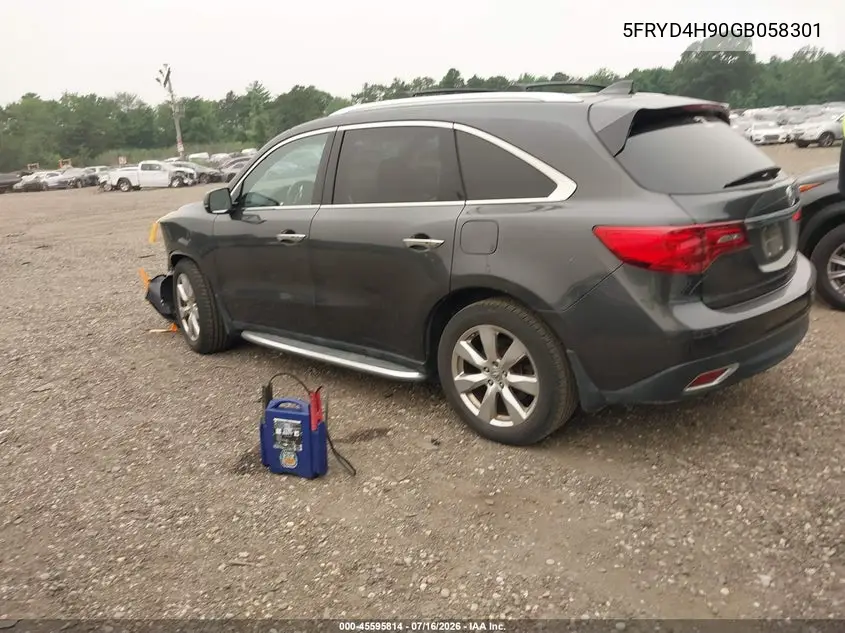2016 Acura Mdx Advance Entertainment Packages/Advance Package VIN: 5FRYD4H90GB058301 Lot: 45595814