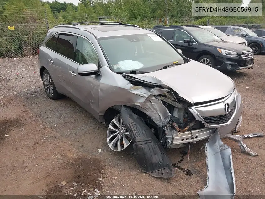 2016 Acura Mdx Technology Acurawatch Plus Packages/Technology Package VIN: 5FRYD4H48GB056915 Lot: 45621877