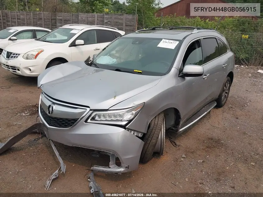 2016 Acura Mdx Technology Acurawatch Plus Packages/Technology Package VIN: 5FRYD4H48GB056915 Lot: 45621877