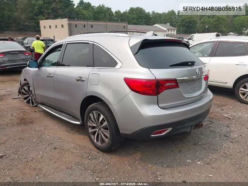2016 Acura Mdx Technology Acurawatch Plus Packages/Technology Package VIN: 5FRYD4H48GB056915 Lot: 45621877