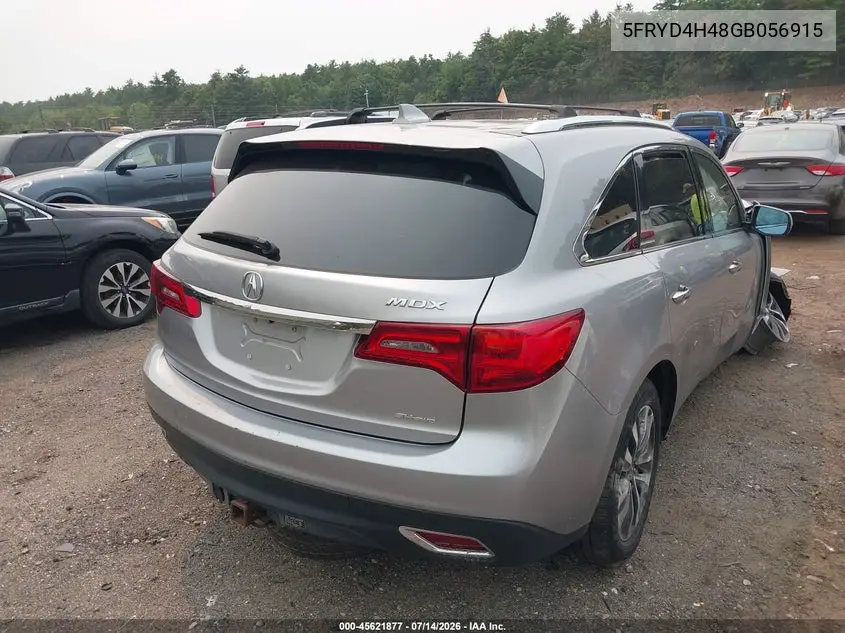 2016 Acura Mdx Technology Acurawatch Plus Packages/Technology Package VIN: 5FRYD4H48GB056915 Lot: 45621877
