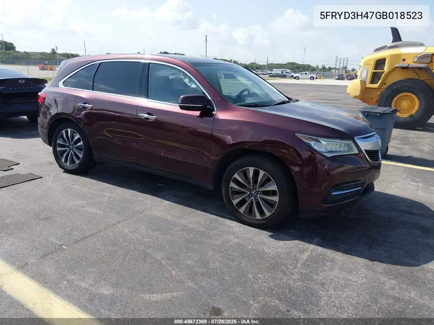2016 Acura Mdx Technology Acurawatch Plus Packages/Technology Package VIN: 5FRYD3H47GB018523 Lot: 45672369