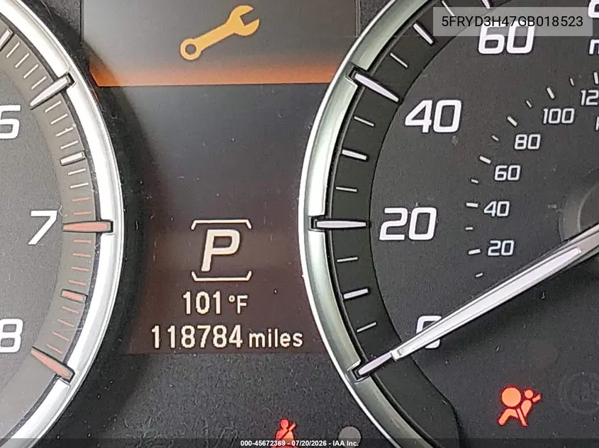 2016 Acura Mdx Technology Acurawatch Plus Packages/Technology Package VIN: 5FRYD3H47GB018523 Lot: 45672369