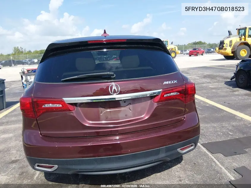 2016 Acura Mdx Technology Acurawatch Plus Packages/Technology Package VIN: 5FRYD3H47GB018523 Lot: 45672369