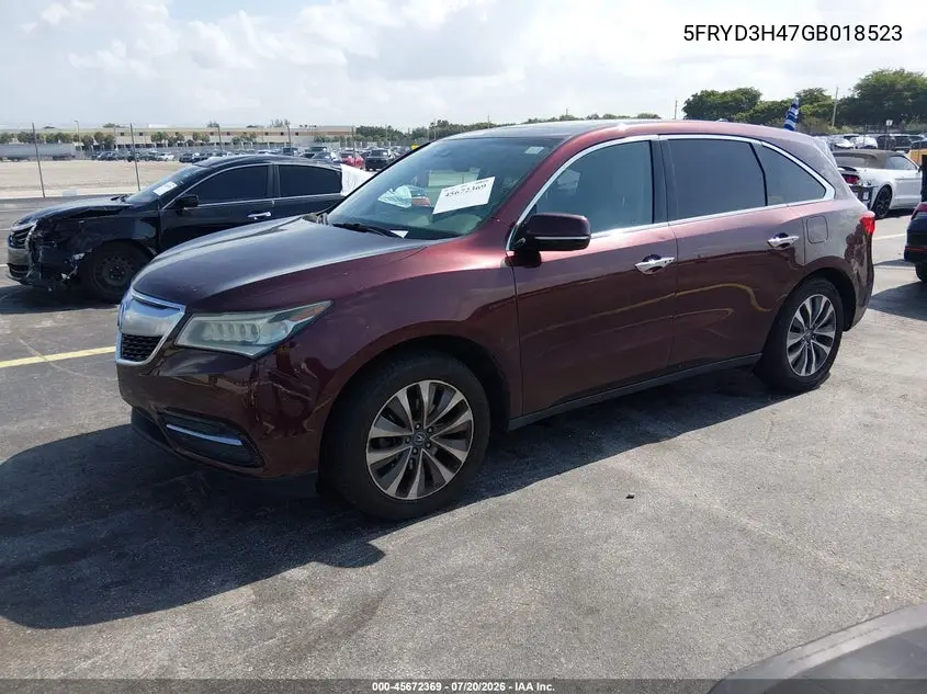 2016 Acura Mdx Technology Acurawatch Plus Packages/Technology Package VIN: 5FRYD3H47GB018523 Lot: 45672369