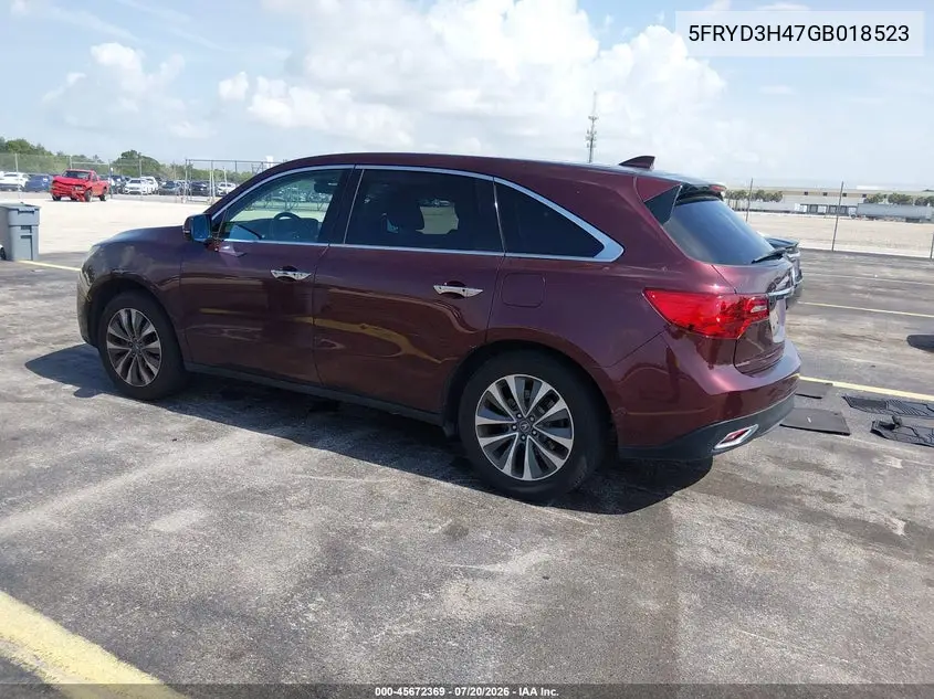 2016 Acura Mdx Technology Acurawatch Plus Packages/Technology Package VIN: 5FRYD3H47GB018523 Lot: 45672369