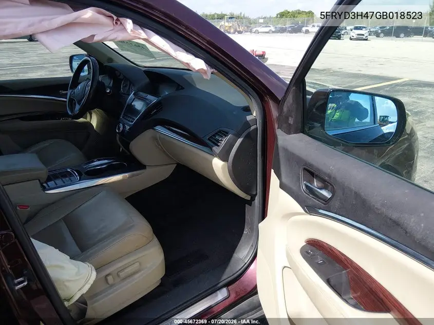 2016 Acura Mdx Technology Acurawatch Plus Packages/Technology Package VIN: 5FRYD3H47GB018523 Lot: 45672369