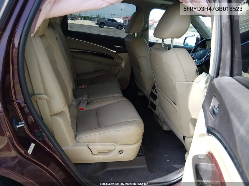 2016 Acura Mdx Technology Acurawatch Plus Packages/Technology Package VIN: 5FRYD3H47GB018523 Lot: 45672369