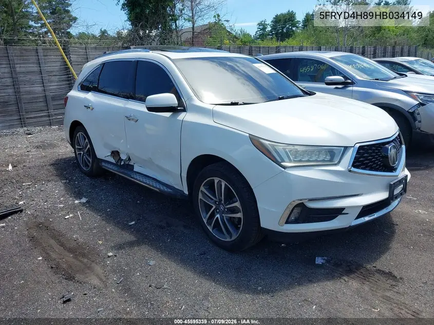 2017 Acura Mdx Advance Package VIN: 5FRYD4H89HB034149 Lot: 45595339