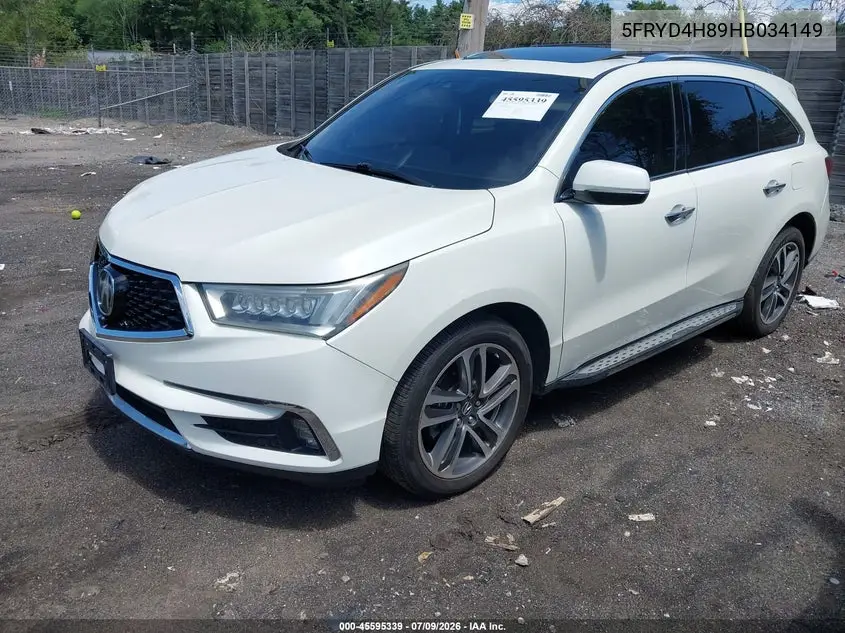 2017 Acura Mdx Advance Package VIN: 5FRYD4H89HB034149 Lot: 45595339