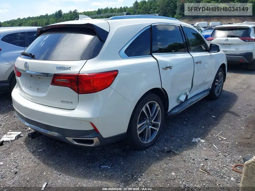 2017 Acura Mdx Advance Package VIN: 5FRYD4H89HB034149 Lot: 45595339